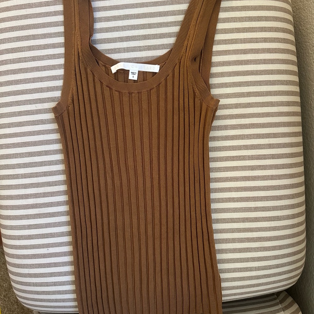 Veronica Beard Brown Ribbed Tank Top- small